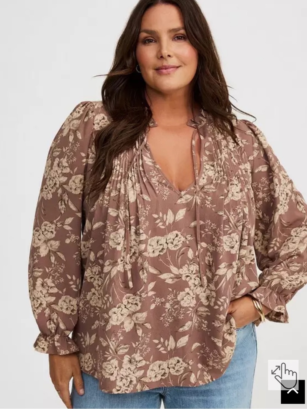 NWoT Floral pintuck peasant blouse